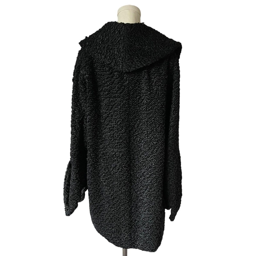 Vintage Faux Curly Persian Lamb Coat Shooting Star Lined Jacket Shawl Collar XXL - Picture 4 of 7
